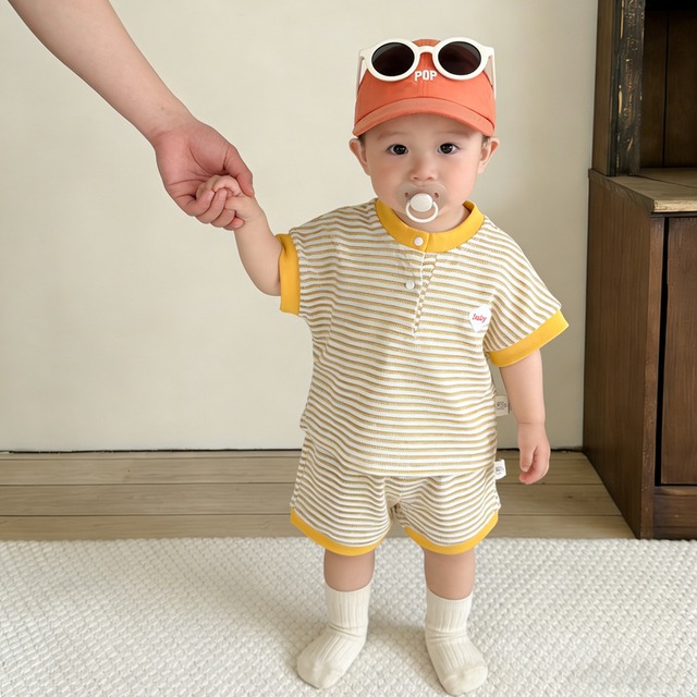【セット】ストライプ半袖Tシャツハーフパンツセットアップ - 6