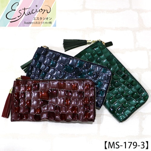 MS-179-3【ｻﾞｯｶ】Estacion～エスタシオン～・ステンドグラス風デザイン本革長財布