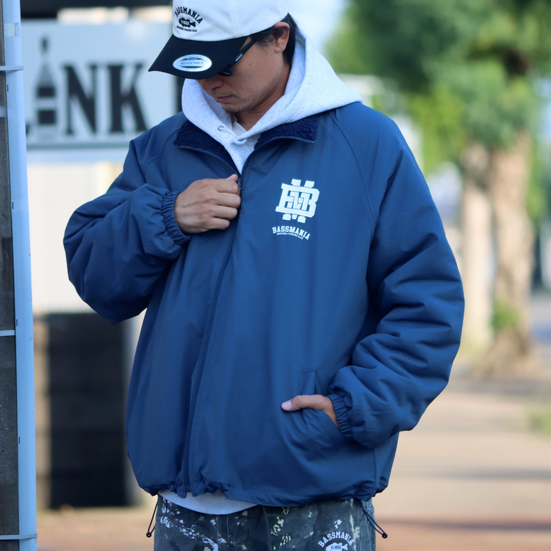 DeepRangebybassmania】 Logo Reversible Boa Jacket［I.BLU/NVY