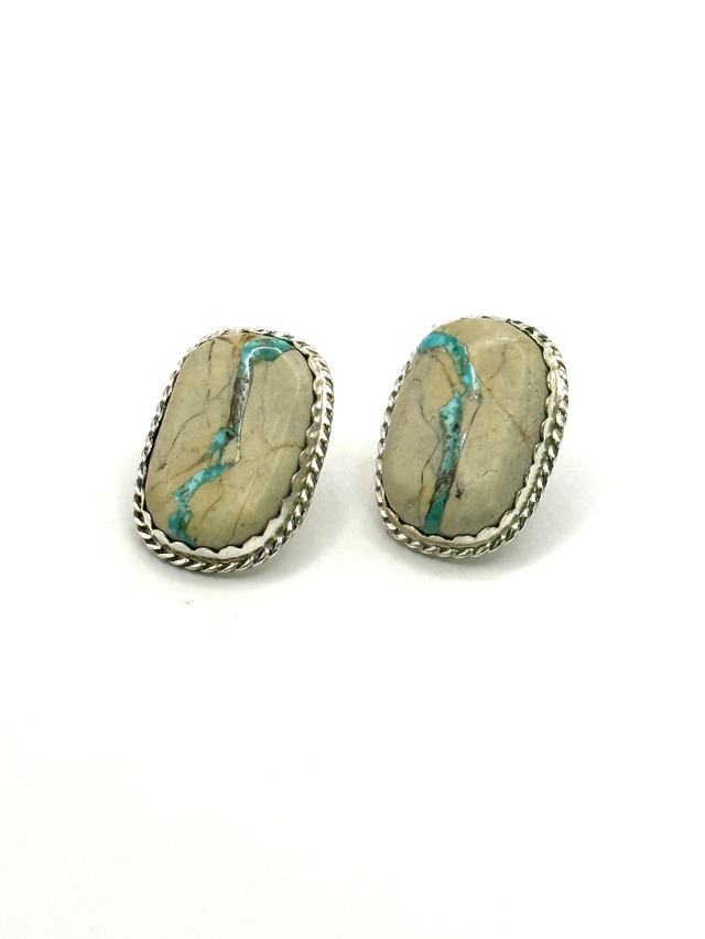 Ribon Turquoise "Pierced Earrings''