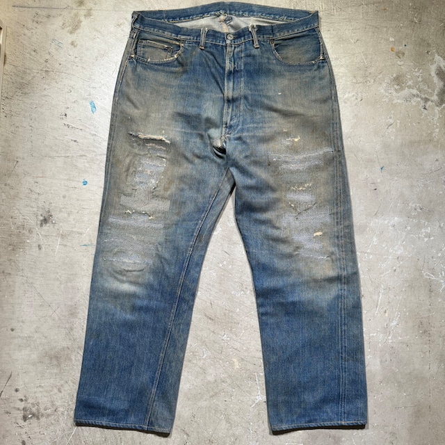 50's 60's LEVI'S リーバイス 501ZXX デニムパンツ 紙パッチ ギャラ無し オフセット W刻印 両面赤タブ TALON セルヴィッジ ダメージ リペア有 W38インチ 希少 ヴィンテージ BA-2423 RM2842H