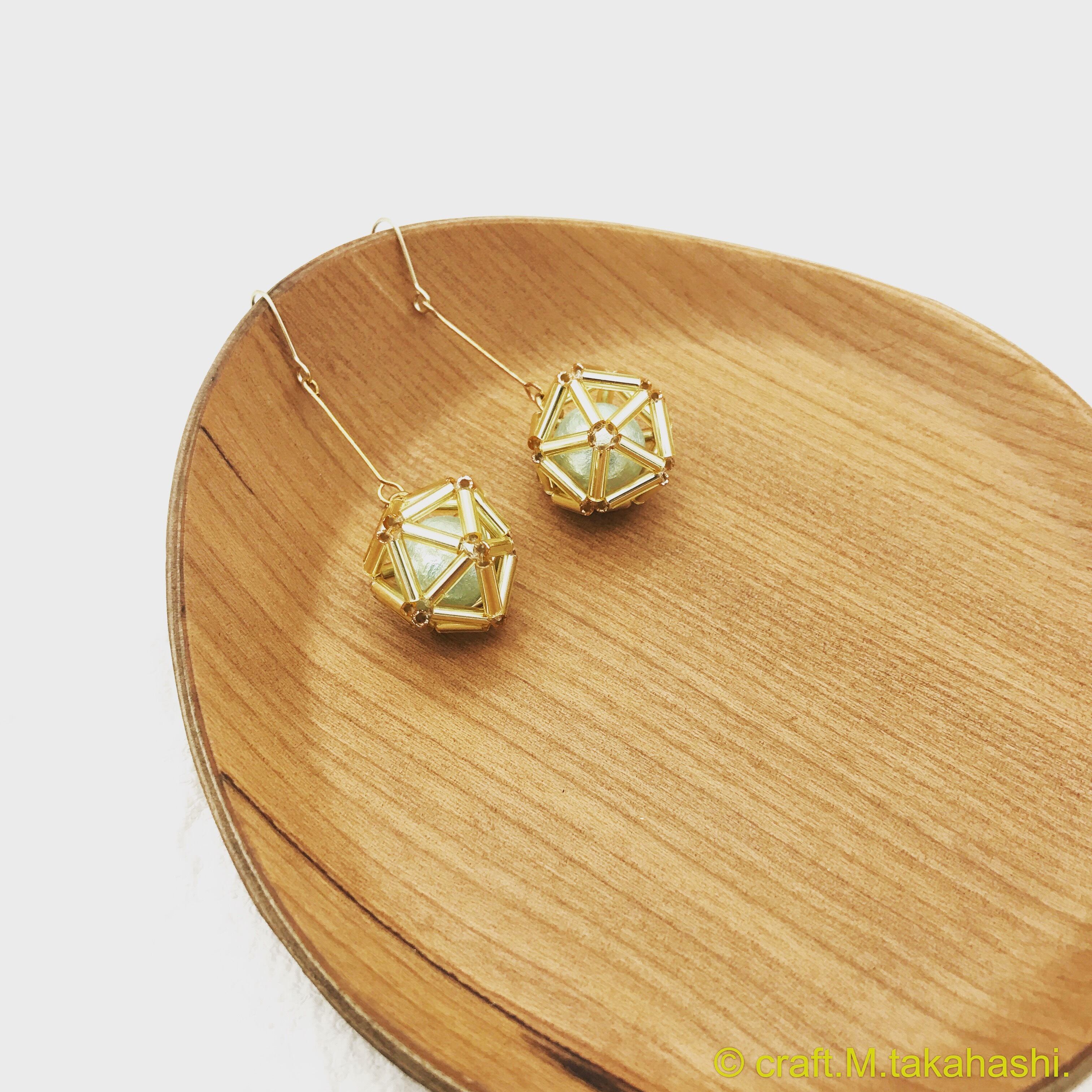 0047:くす玉 コットンパールピアス