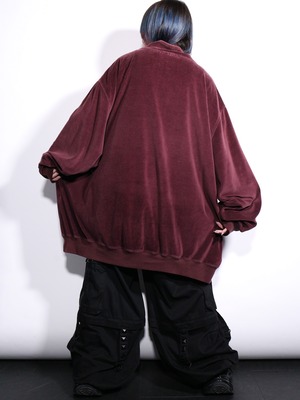 "KING SIZE" XXXL super over silhouette velours half-zip pullover