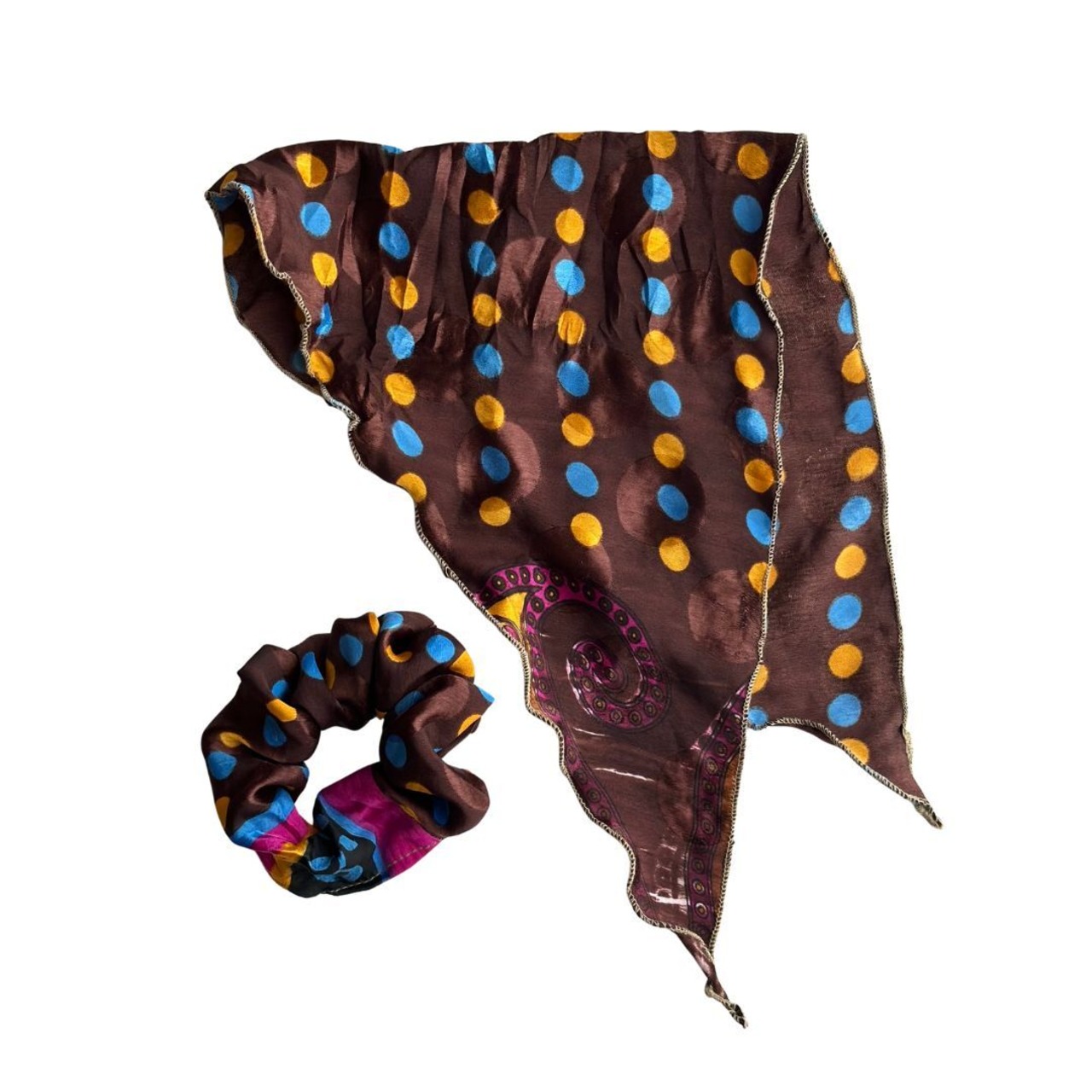 No.10 | リサイクルサリー　シュシュ＆ミニ三角スカーフ