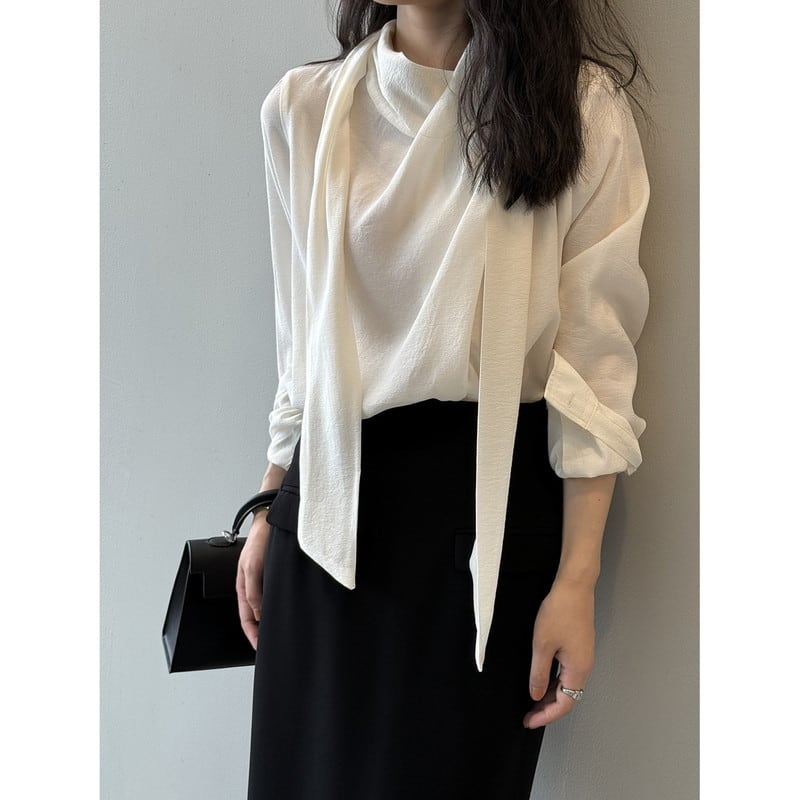 high-neck ribbon blouse 102876