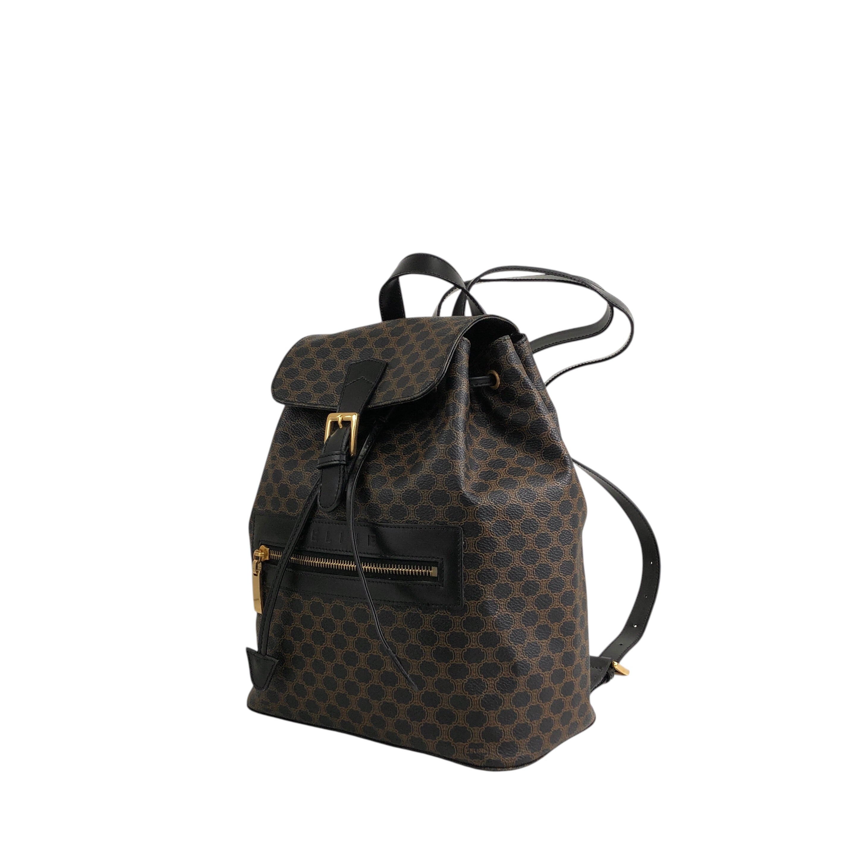 CELINE セリーヌ マカダム リュック ブラック ロゴ PVC レザー バック