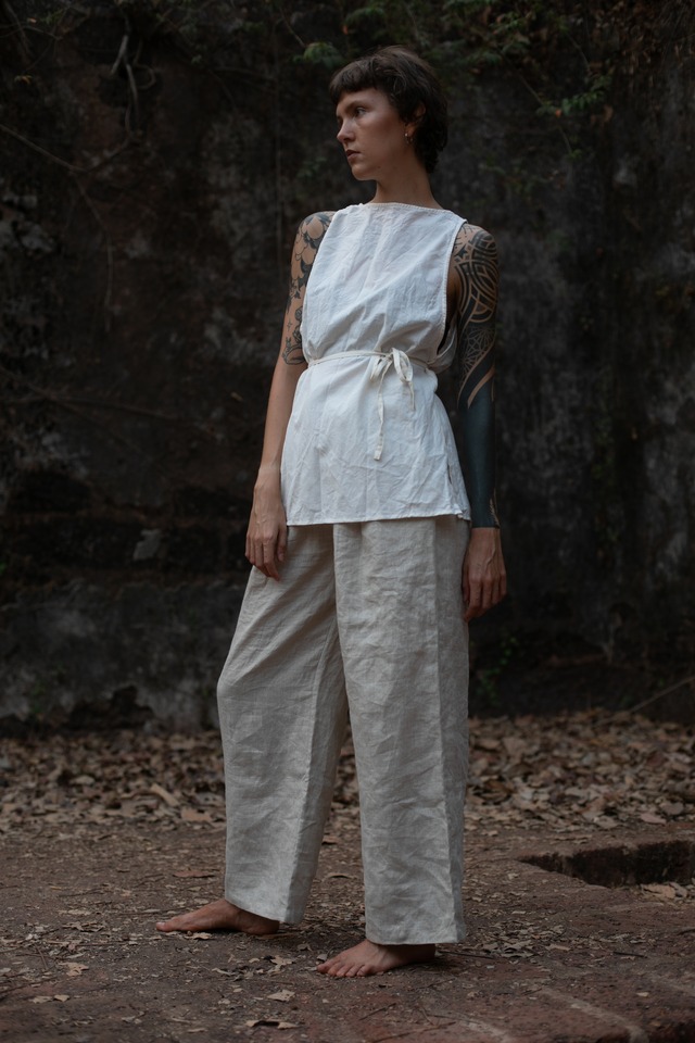 Organic Handloom Cotton Simple Belt Top