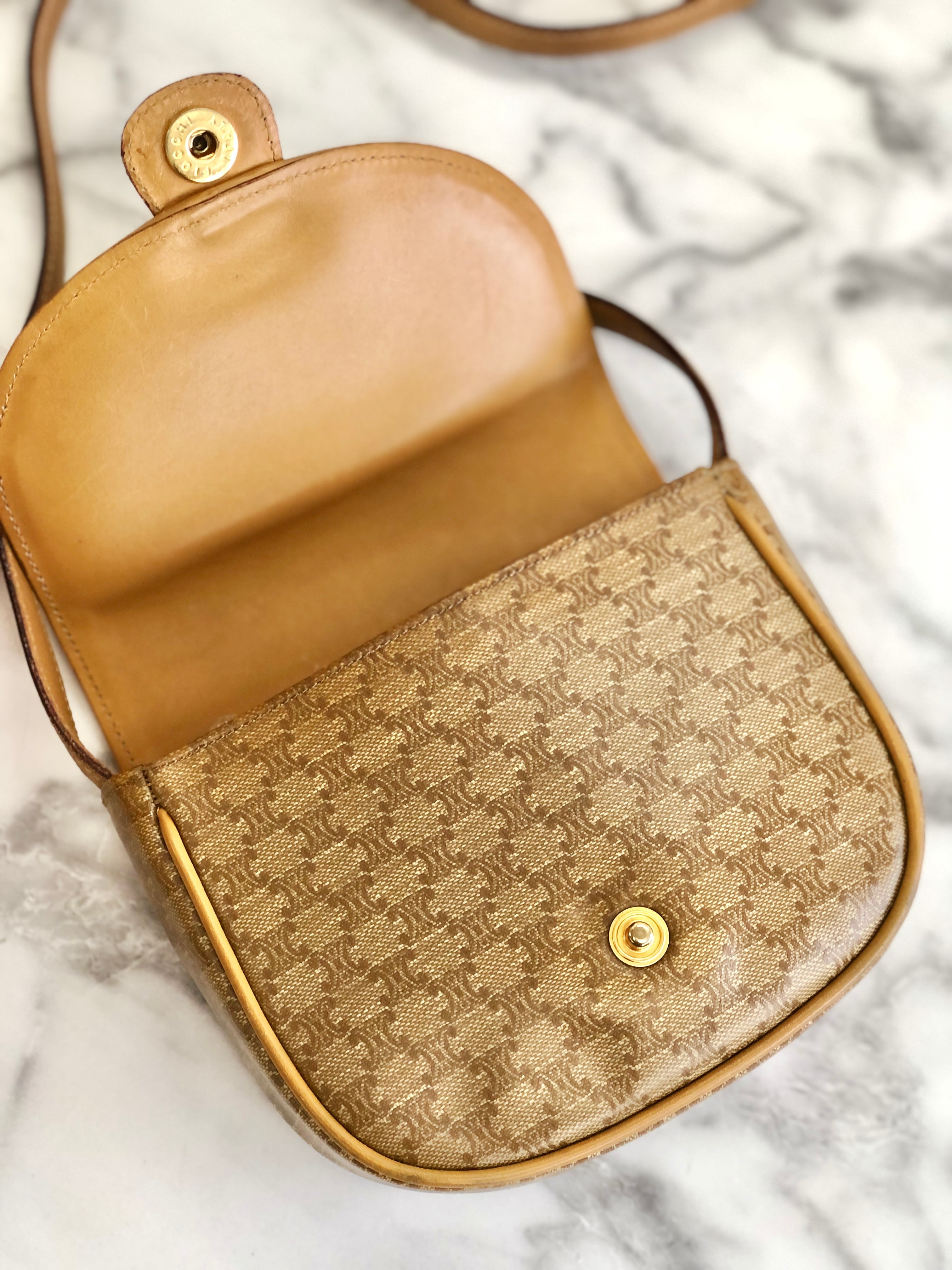 CELINE セリーヌ マカダム ブラゾンボタン ポシェット ミニバッグ