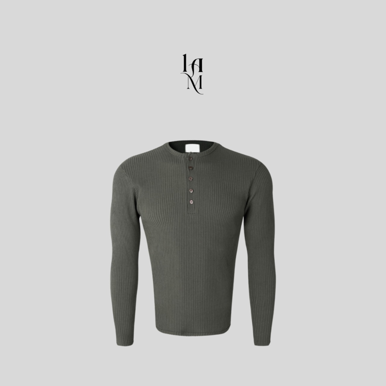 【MuscleFit】Ribbed Raglan Henley Neck Long Tee (5color) - 19