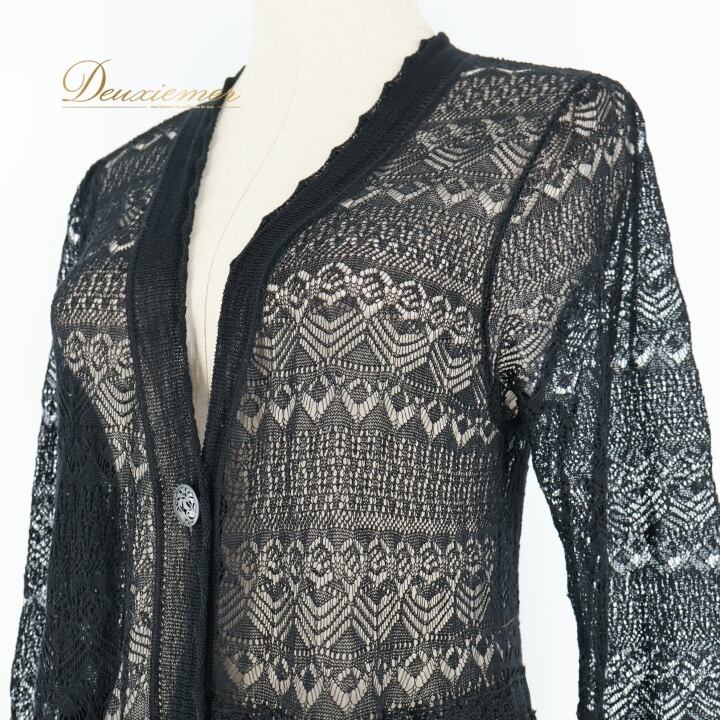トクコプルミエヴォルレースチュニックカーディガン黒 レディース トクコプルミエヴォル TOKUKO 1er VOL カーディガン