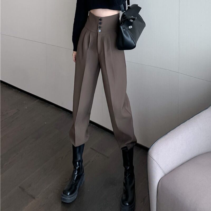 オーバーオール サマー薄手ウェストパンツ スリムカジュアルブラックハイウェスト 夏物 YY-ファッション5324378476