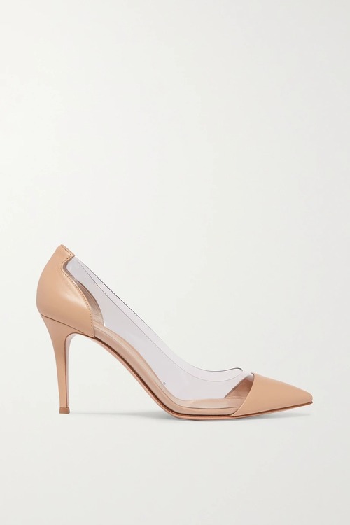 GIANVITO ROSSI　Plexi 85　レザーPVCパンプス　ベージュ