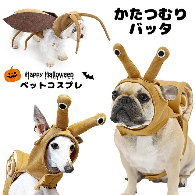 犬 猫 ハロウィン 服 コスプレ かたつむり バッタ コスチューム カタツムリ 昆虫 ブラウン 洋服 おもしろグッズ 秋 冬 仮装 変装 フレンチブルドッグ  ワイマラナー マルチーズ ペット服 犬用 小型犬 中型犬 変身服 撮影道具 映え写真 Halloween KM675G