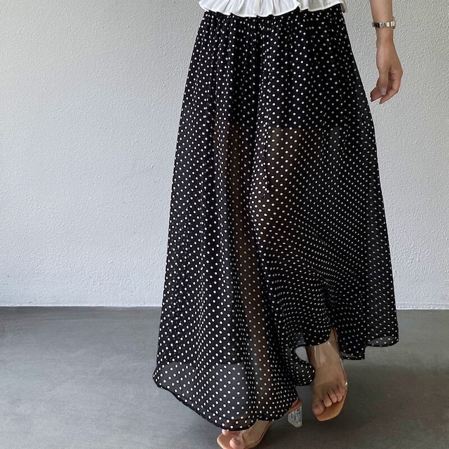 Dot Chiffon ガウチョパンツ [26010466]