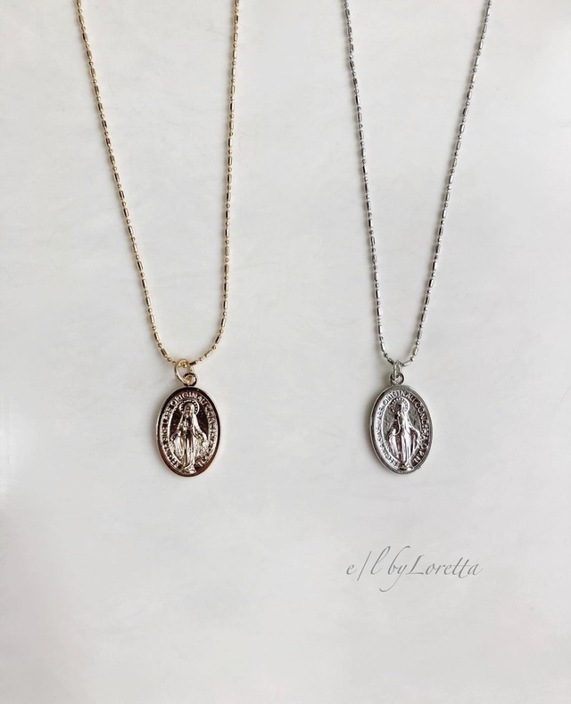(全2色)”coin" oval Necklace  0007
