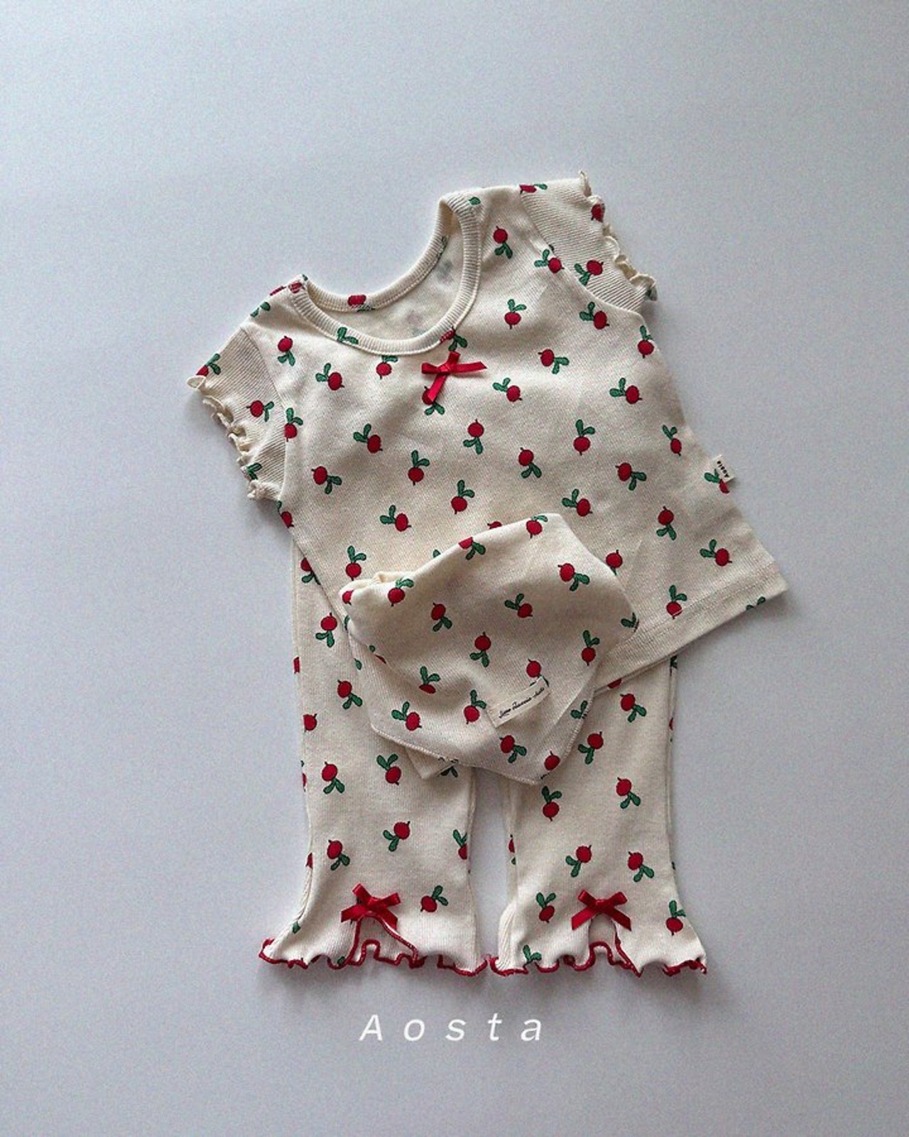 [Aosta] Ribbed Ribbon Tee / [아오스타] 골지리본티