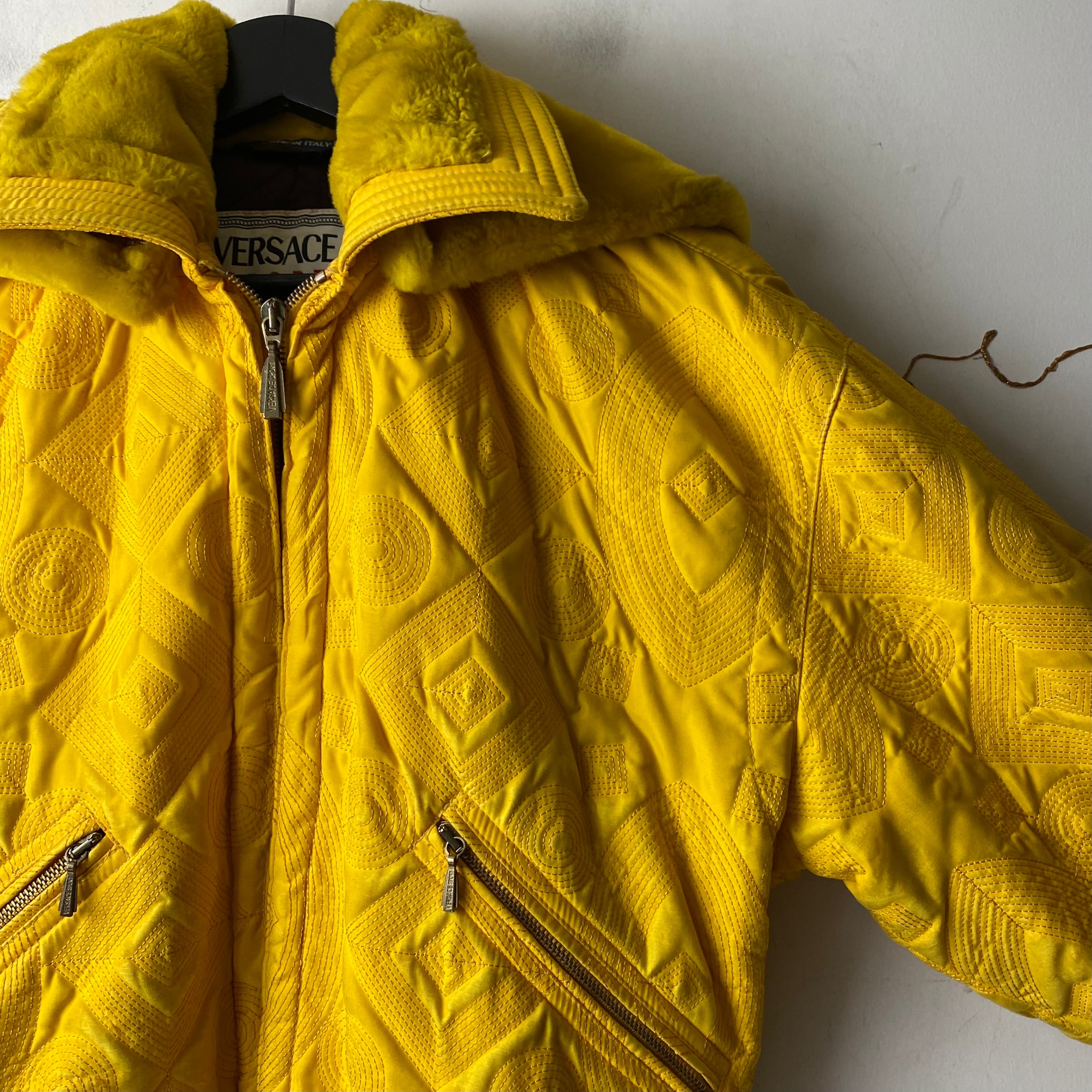 vintage VERSACE SPORT geometric quilting blouson with detachable 