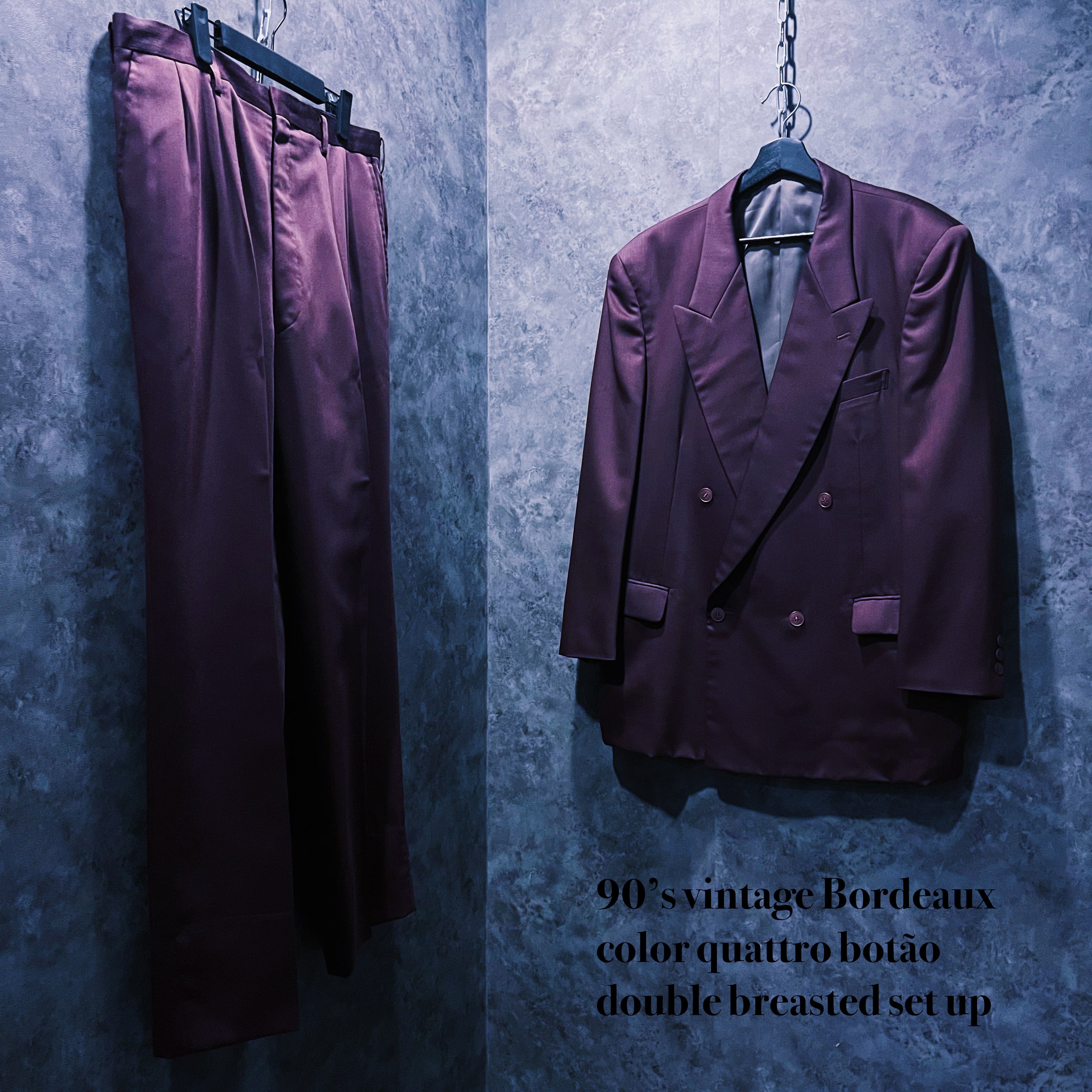 【doppio】90’s vintage Bordeaux color quattro botão double breasted set up