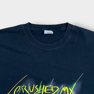 【PORT&COMPANY】crushed mx motocross モトクロス ロゴ プリント Tシャツ L 半袖 黒 US古着