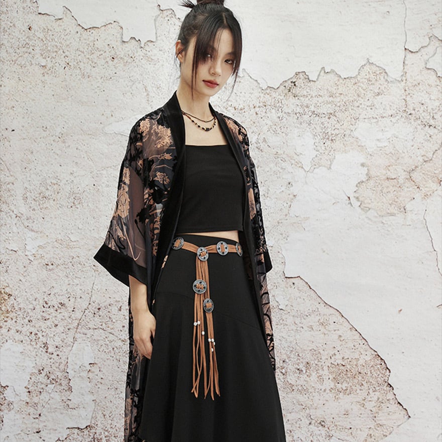 チャイナ風 中華服 羽織り カーディガン シースル— 大青龍肆 アラサー 20代 30代ファッション