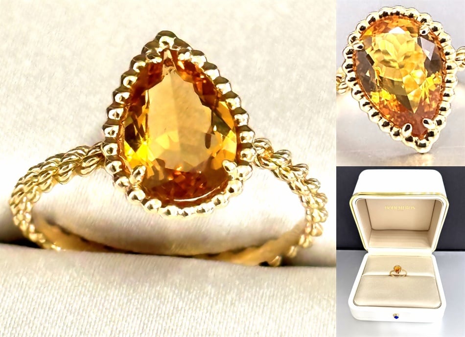 美品 ❤️廃盤品ブシュロンセルパンボエム リング シトリン 12号ハンカチ付き BOUCHERON ブシュロン serpent boheme セルパンボエム シトリン リング