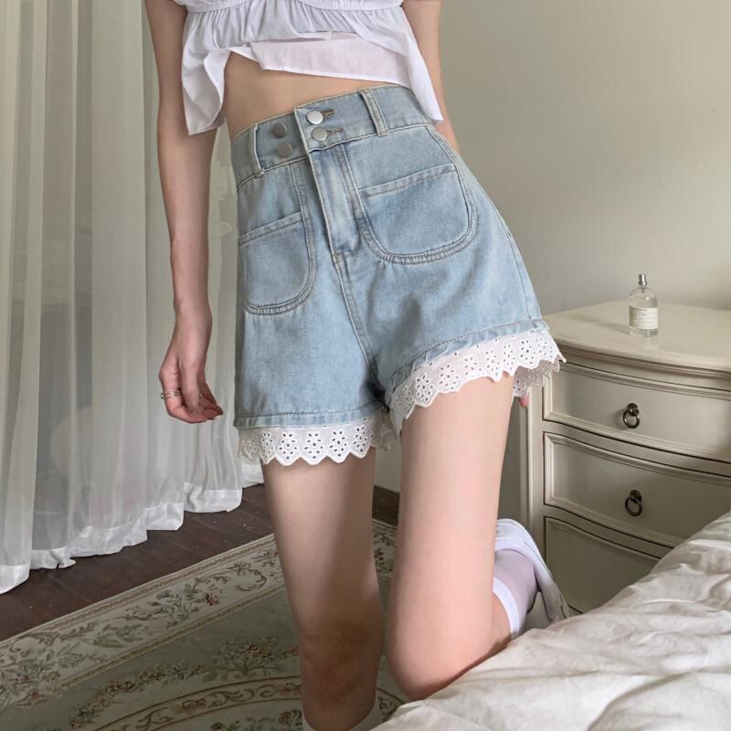 ウェストジーンズ サマー薄手スタイルレースパンツ ルーズショーツ 大人ガーリー スウィート キュート カジュアル 夏物 ブルマー 萌量不足59333083873