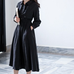 ベルト付きブラックシャツワンピース A00560