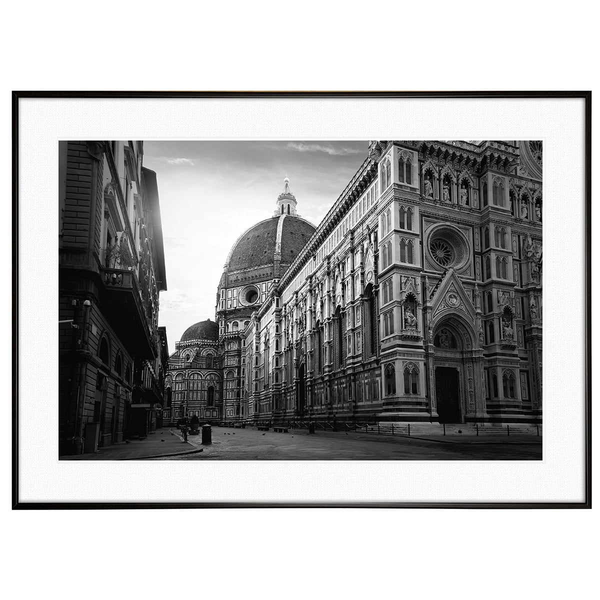 イタリア写真 フィレンツェ サンタ・マリア・デル・フィオーレ大聖堂(ドゥオーモ) インテリア モノクロアートポスター額装 AS4802