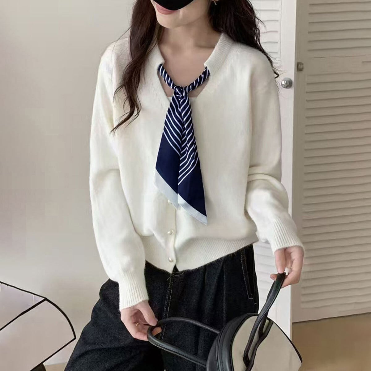 ボウタイ ニット 長袖 レディース 秋冬 韓国 きれいめ 大人 かわいい おしゃれ カジュアル 通勤 OL ビジネス オフィス ゆったり ニットカーディガン 大人可愛い 大人女子