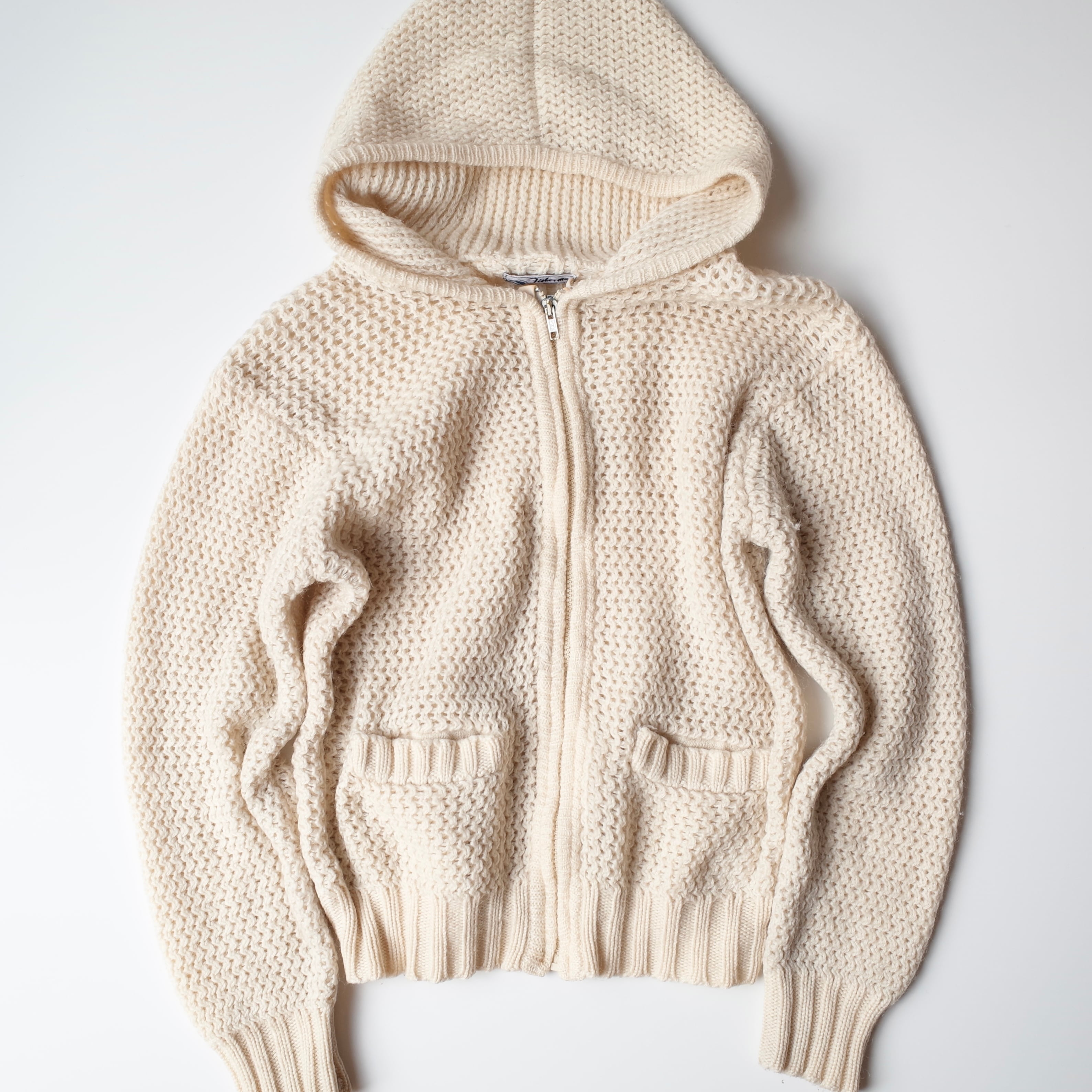 Mesh knit zip up hoodie