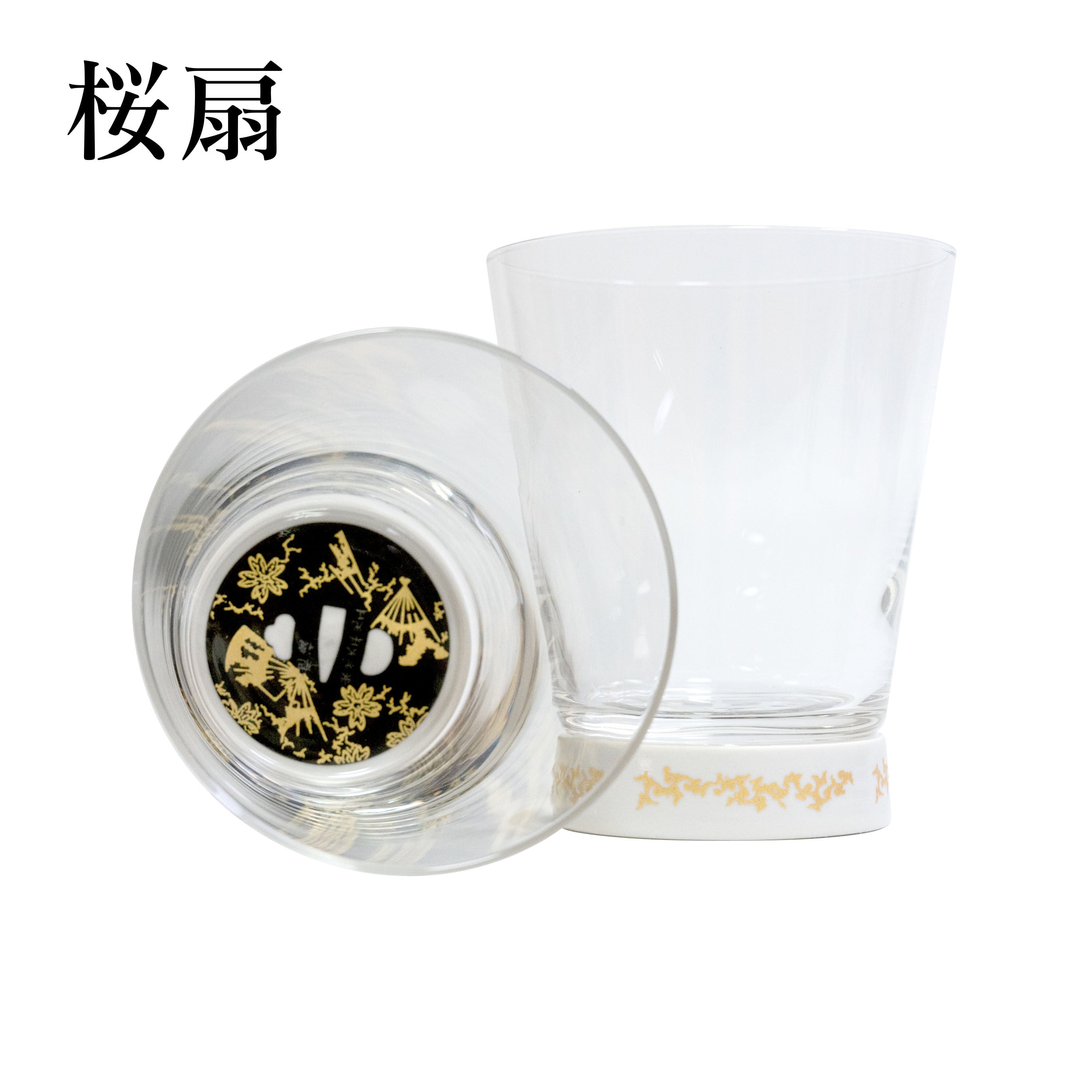 刀鐔グラス/白/桜扇 Tsuba Glass / White / Sakura Fan【MGK-2610】