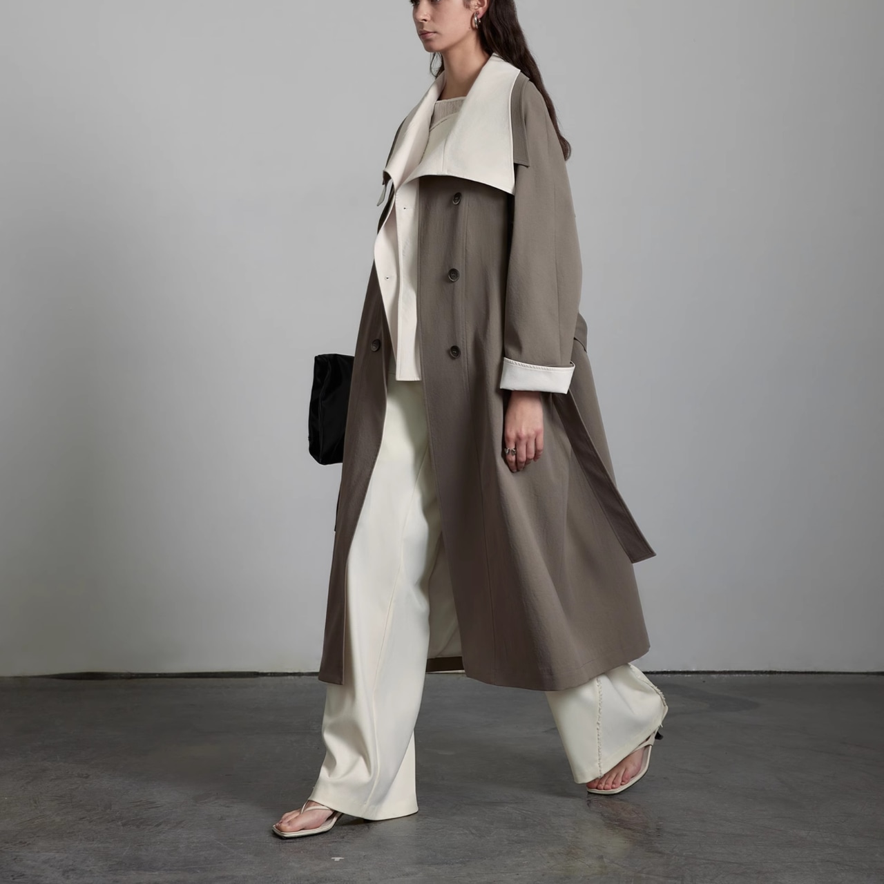 Double-Breasted Long Coat T3696