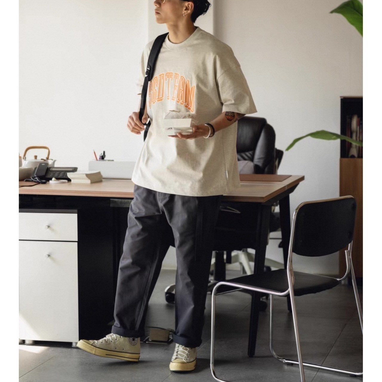 Relaxed fit belted chino pants 0715 - 5