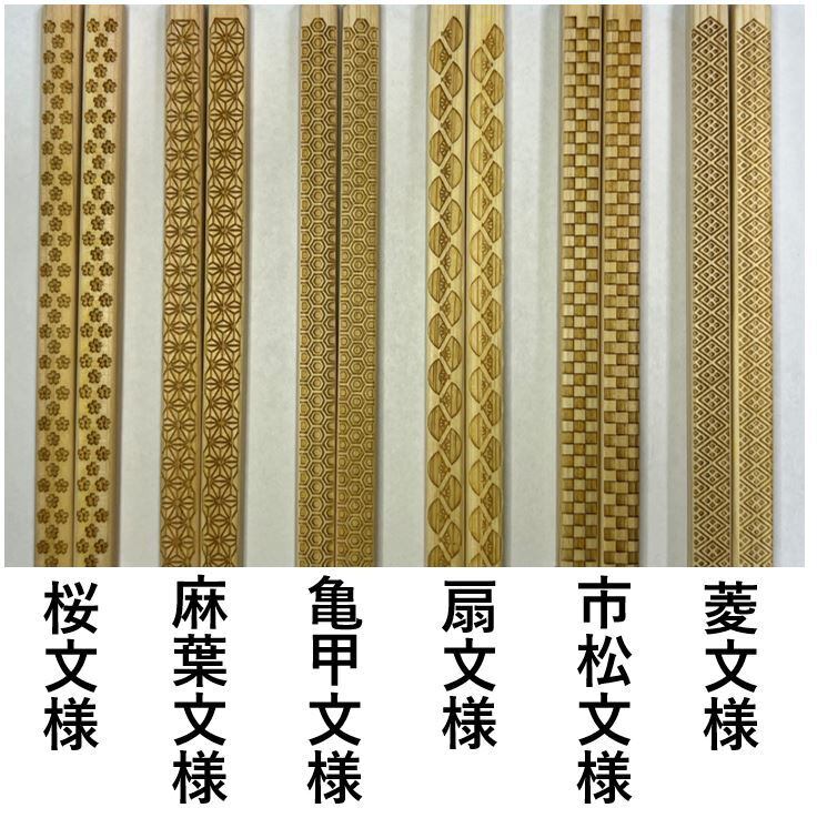吉祥文様箸 箸箱セット（箸1膳、箸置き入り） | 木工品 樹匠
