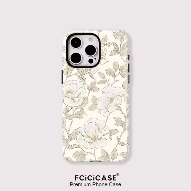 エアリーボタニカル 線画フラワー iPhoneケース（iphone17対応）0154