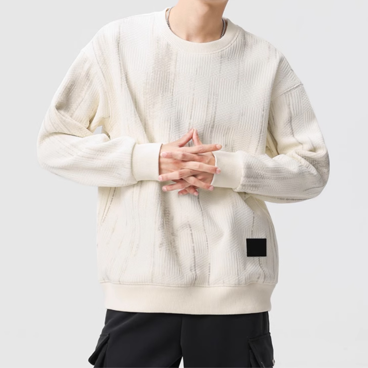 ラウンドネック 長袖ニット af0312