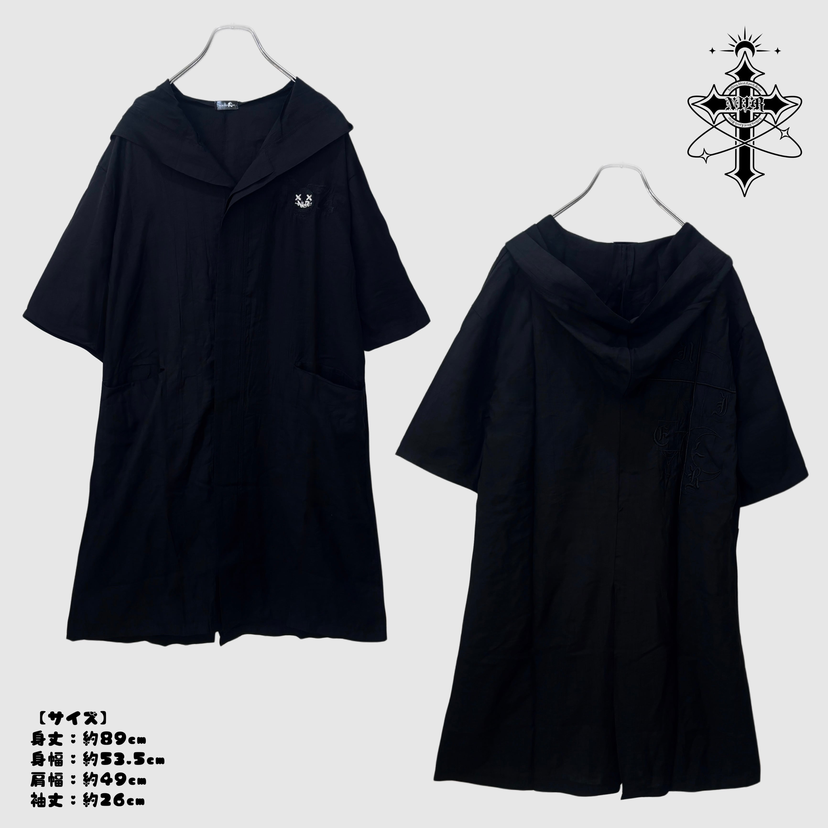週末☀︎SUMMER☀︎OUTER SALE》WASHER HALF SLEEVE HOOD LONG SHIRT