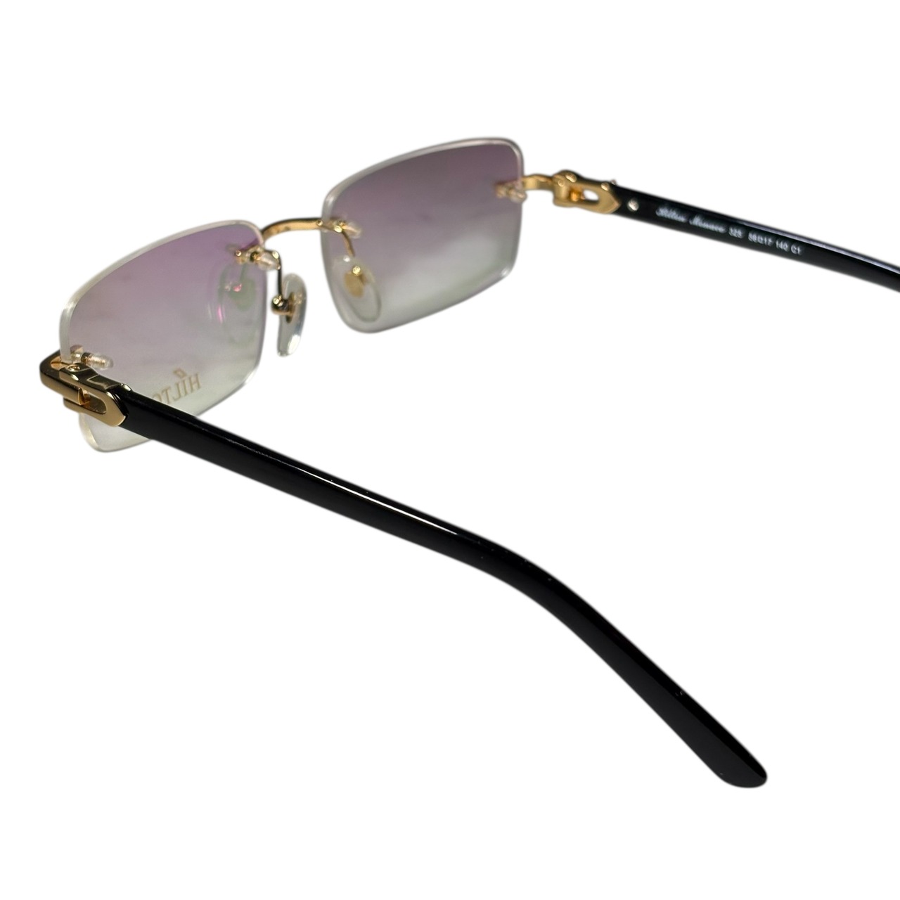 (nos) vintage HILTON black cell arm rimless glasses