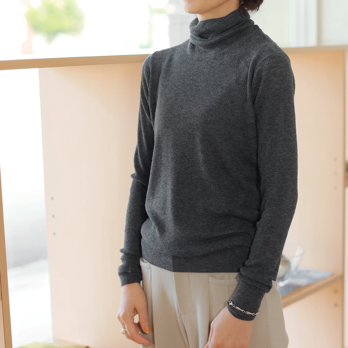 C.T.plage(シーティー・プラージュ) ハイモックネック ファインリブニット