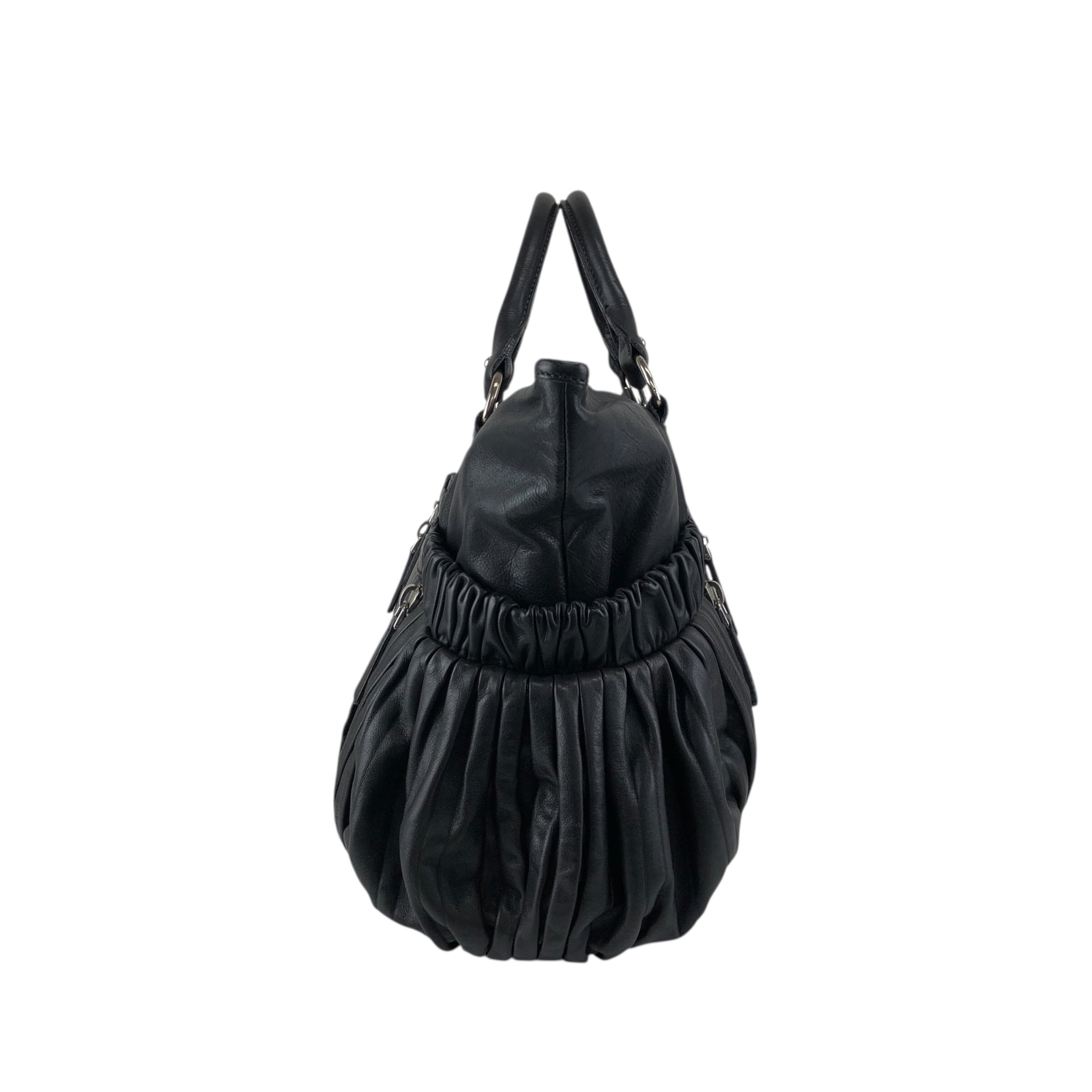 miu miu トートバッグ ブラック フロントジッパー レザー vintage