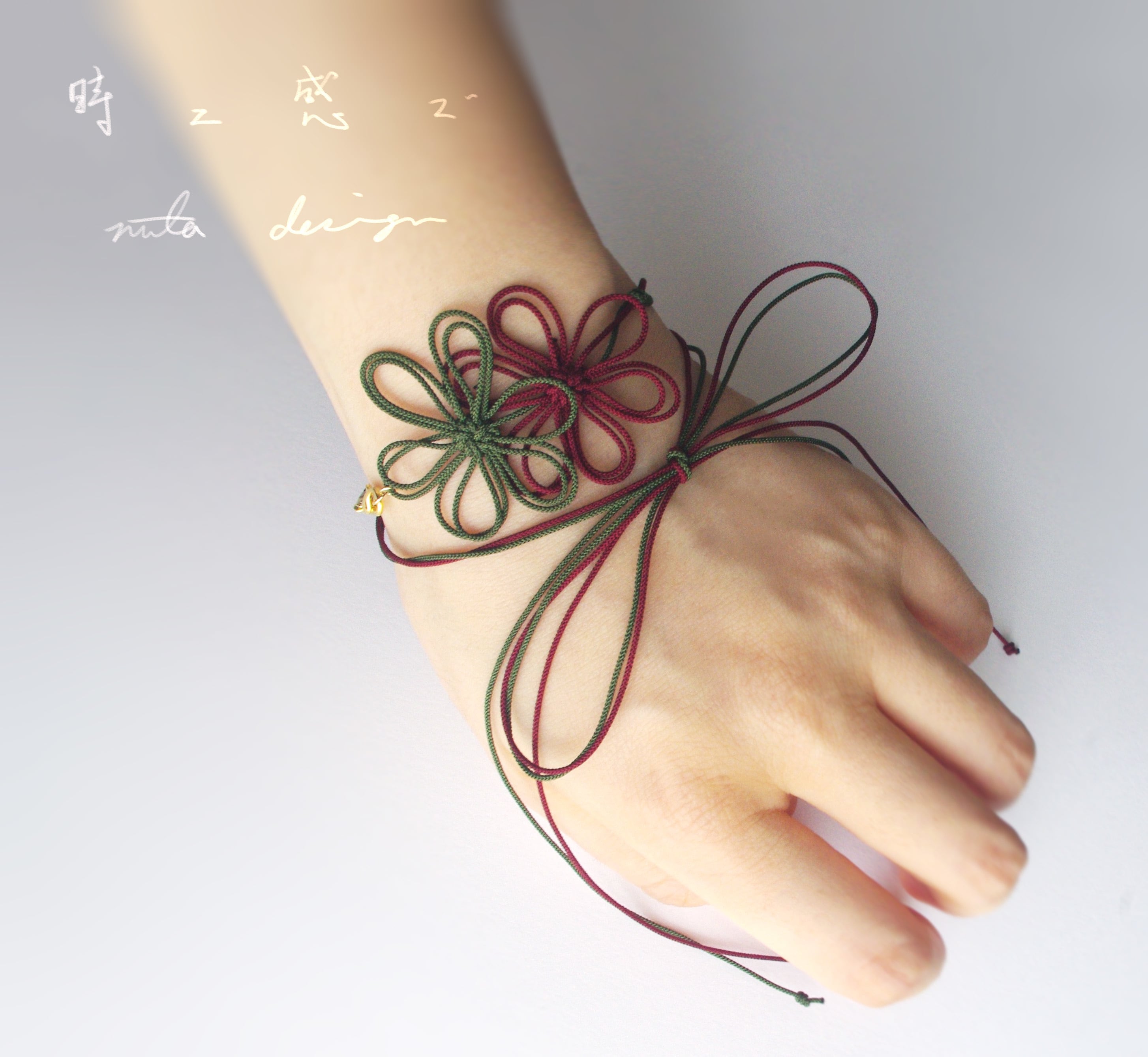 ブレスレット「時ニ感ズ」（深緑×臙脂） | nuta design