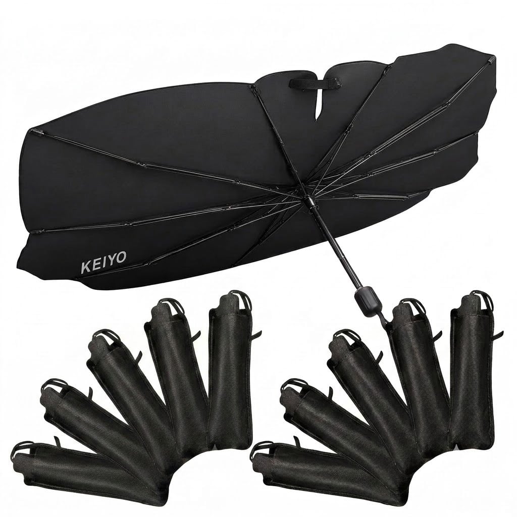 法人様むけ【10個セット】KEIYO 車用傘型サンシェード 10本骨 遮熱 UV