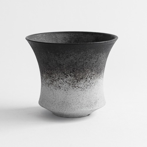 -地乃器(白×灰)- Basic Cylinder Pot ※Medium (渋谷英一)