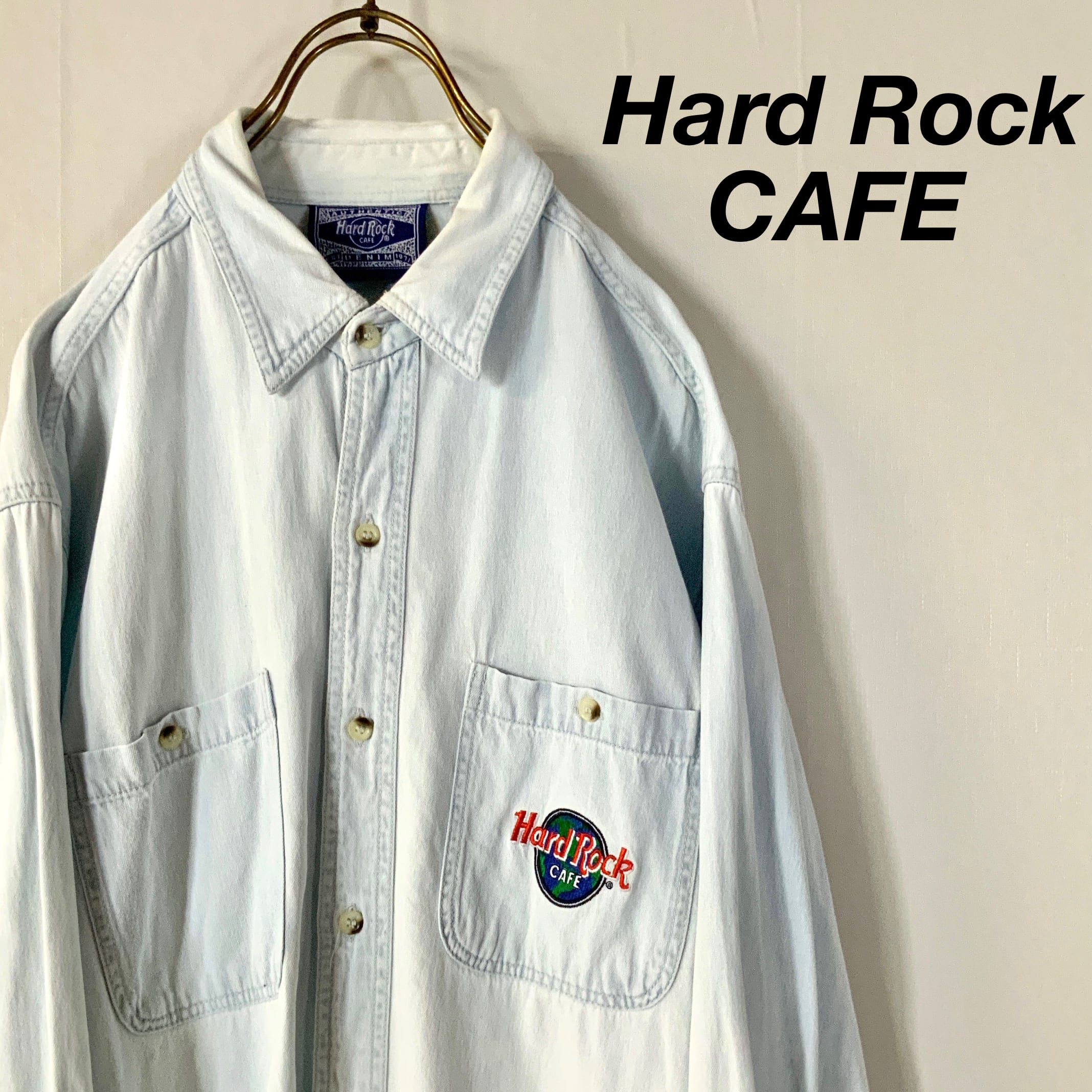 Gジャン/デニムジャケット希少 90‘s Hard Rock CAFE ビッグ刺繍 デニムジャケット