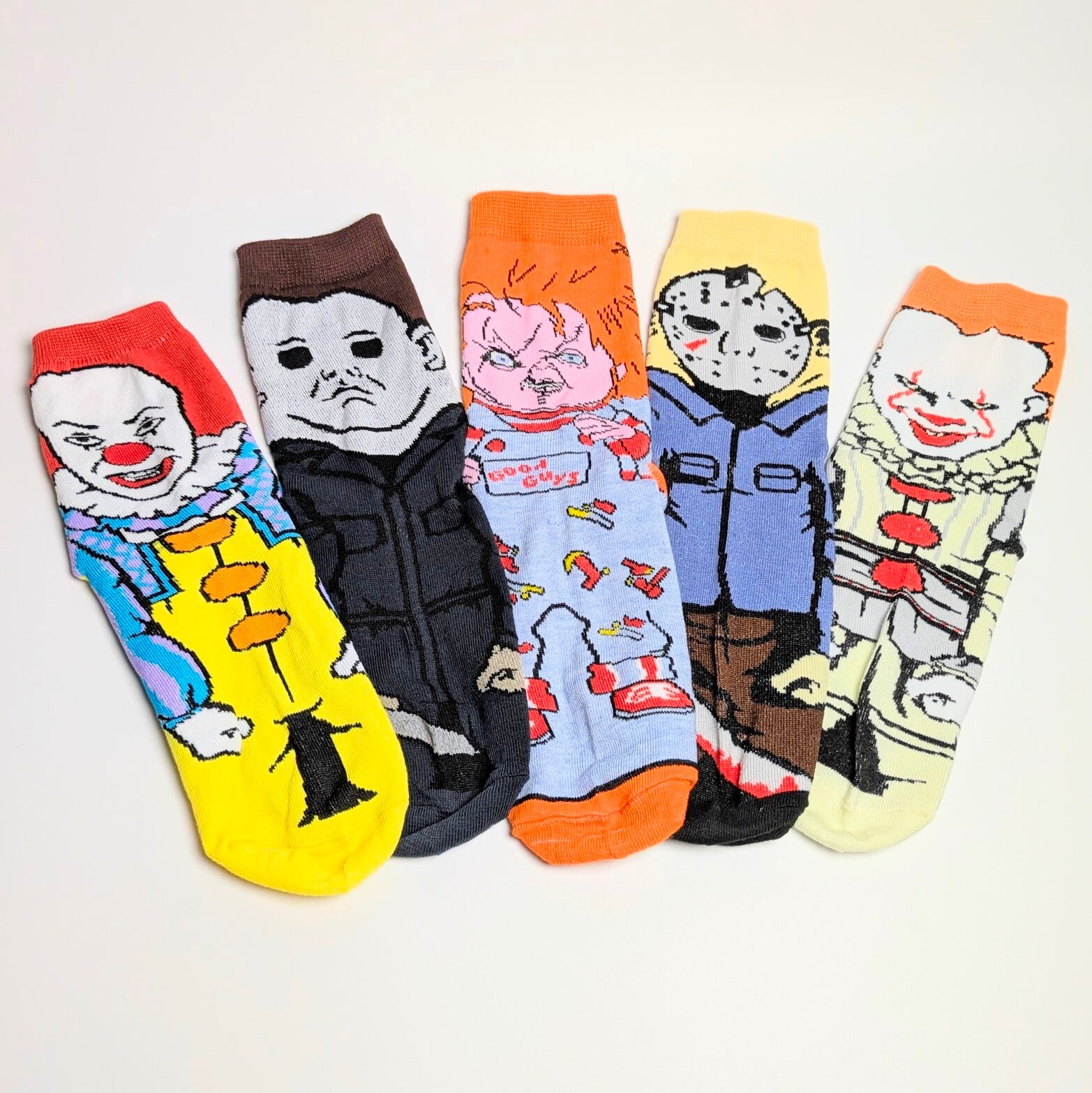 【 crew socks / クルーソックス 】【D】『 HORROR MOVIE Character Socks 5P SET 』ホラー映画キャラソックス5足セット 〚アメリカン雑貨 アメトイ〛