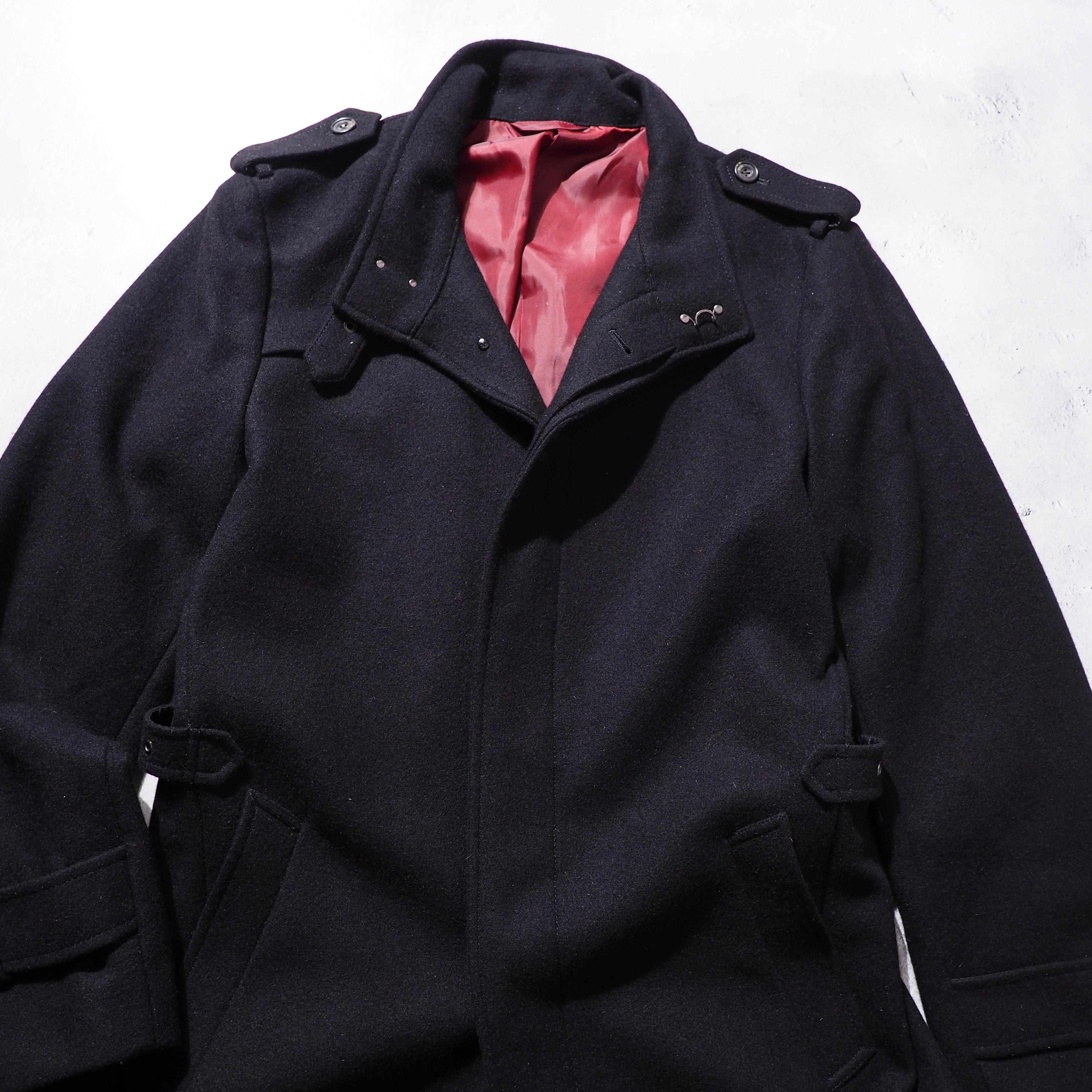 2000s ” PERSON'S ” deformation silhouette design Black wool coat