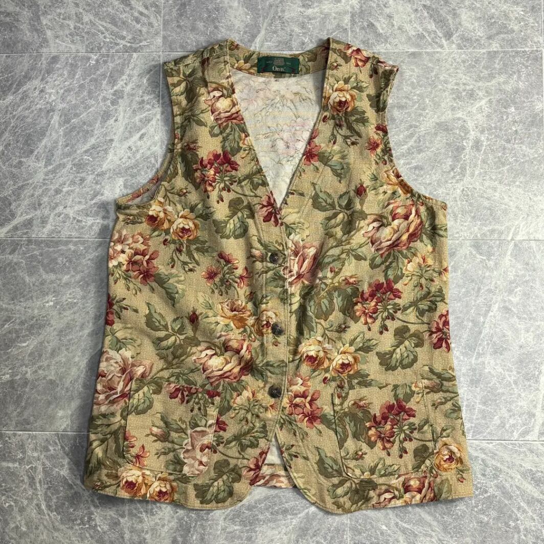 1990s~2000s "ORVIS" All Over Floral Pattern Vest "Made in USA!!" / 1990年代~2000年代 オービス 総柄 花柄 ベスト アメリカ製