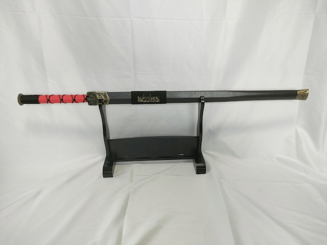 漢剣 黒石目鞘 塗装済竹光刀身 模造刀 中国剣