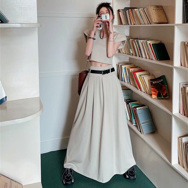 【set】Tシャツ×ベルト付きスカートセット M32638