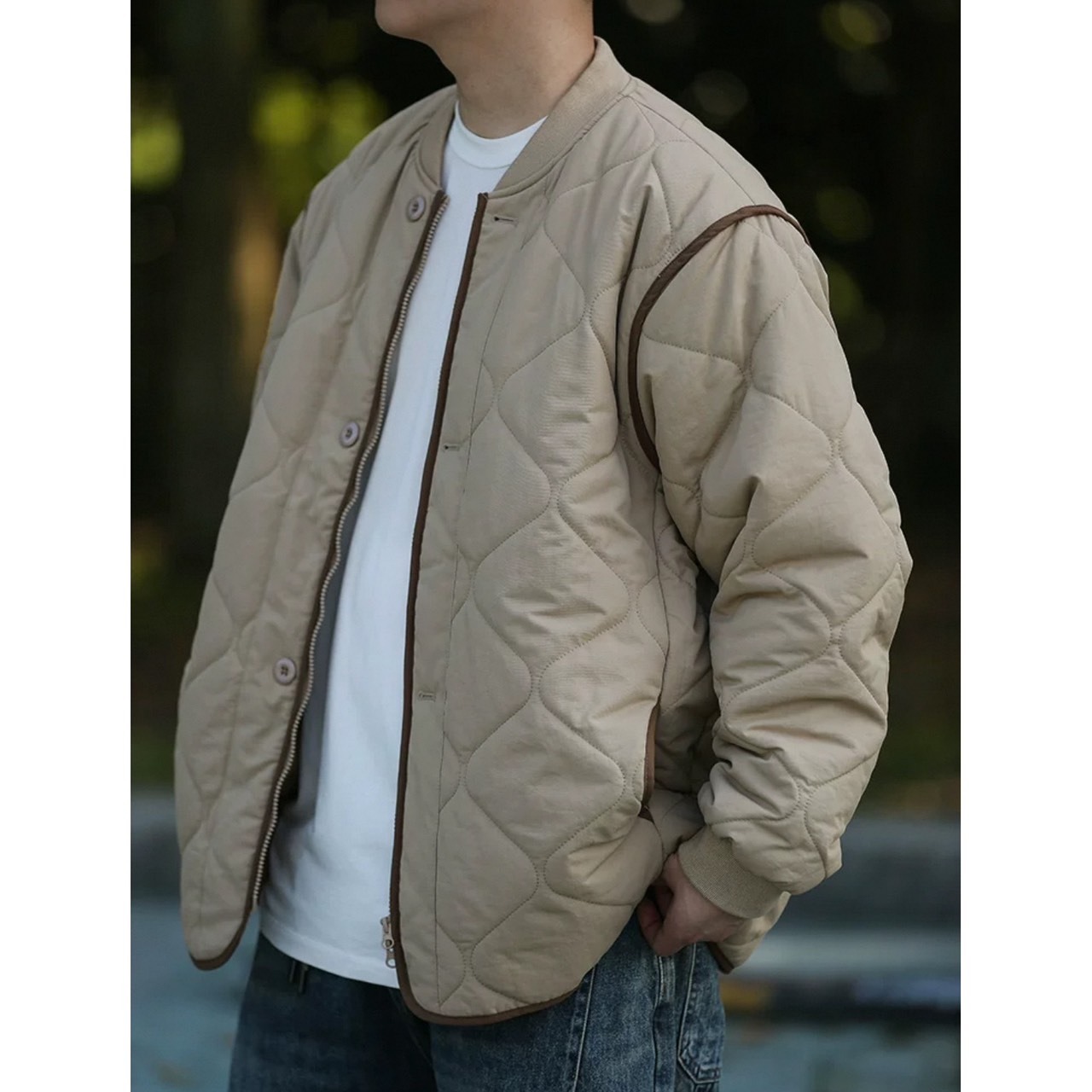 Quilted stand color jacket 0444 - 3